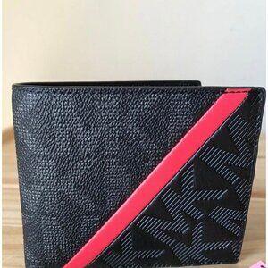 Michael Kors mens cooper wallet bifold MK signature black (No Tag)